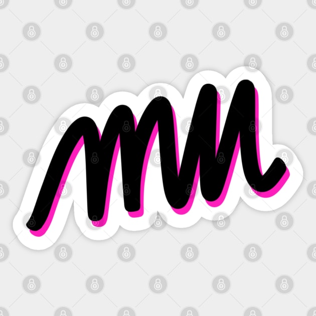 Greek Alphabet: mu (Black-pink) Sticker by LetsOverThinkIt